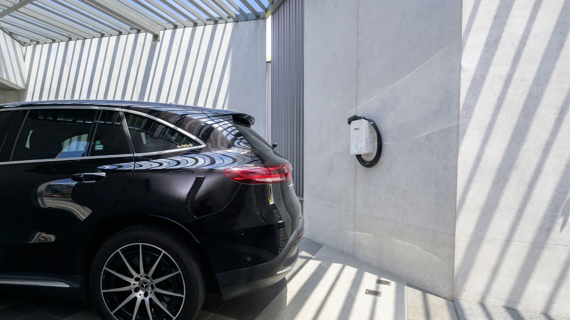 White MSI Eco Series charger in a parking garage